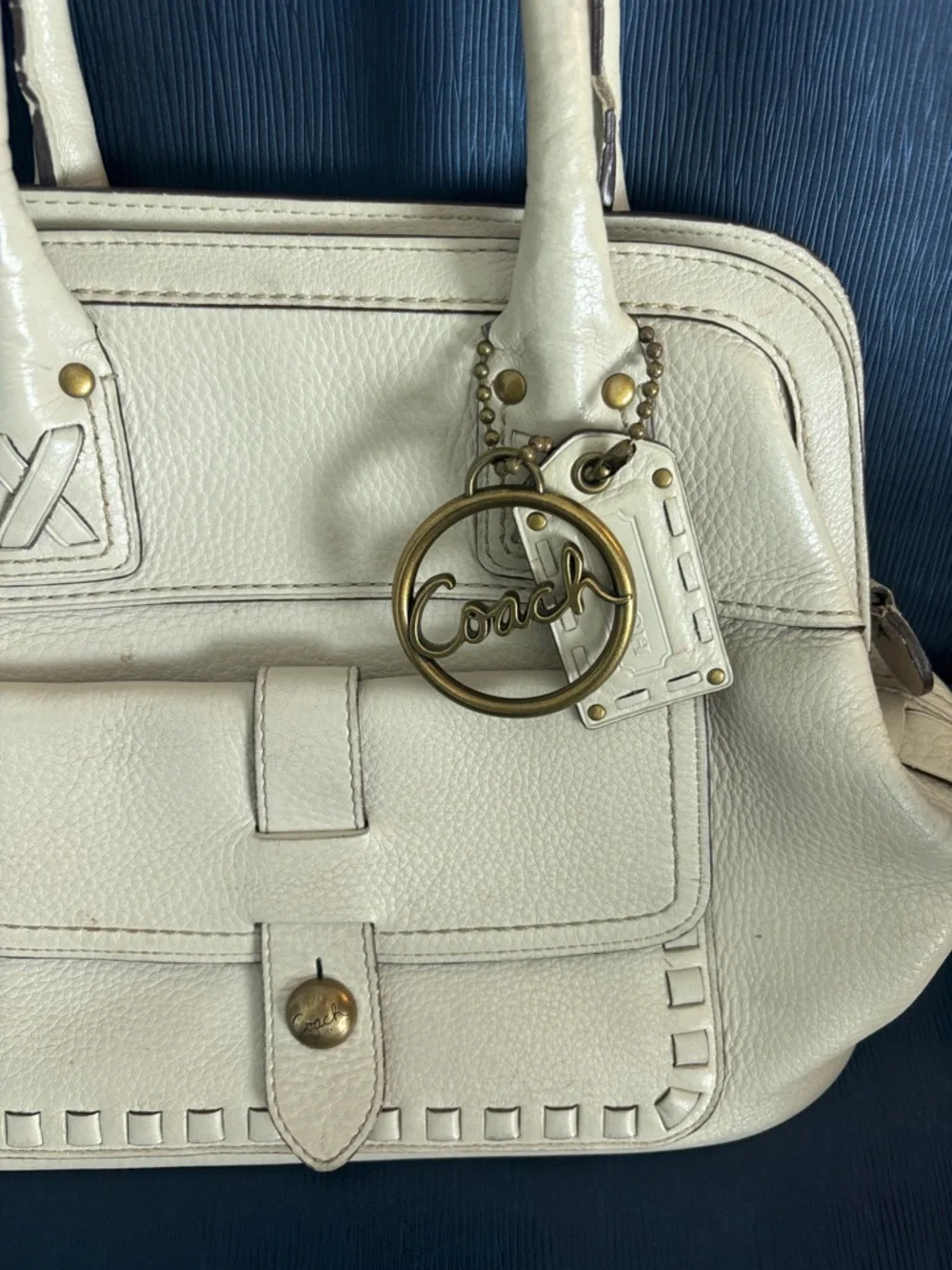 COACH Vintage Rare Legacy Thompson Parchment Satchel Pebbled Leather - Picture 11 of 12